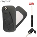 Okeytech 3 Buttons Flip Remote Control Key Shell Cover Case Fob For Ford KA MK2 Replacement Car Key Uncut Blade|Car