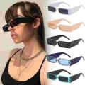 2021 NEW Rectangle Frame Sunglasses Retro Square Trendy Glasses Ins Style for Men and Women Black Small Frame Sun Glasses|Motorc