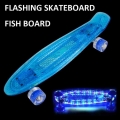 Non slip 60*15cm LED Skateboard Mini Cruiser Fish Board Flashing Wheel Children Penny Retro Transparent Skate Board Scooter Deck