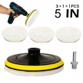 5pcs 4/5 Inch Buffing Polishing Pads Wool Wheel Mop Kit For Car Polisher Car Machine Waxing Polisher Cleaning Goods - Sponges, C