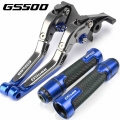 For Suzuki GS500 GS 500 E/F logo Motorcycle Folding Extendable Brake Clutch Lever + Handle Grips Accessories GS500E GS500F LOGO|