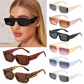 Candy Color Vintage Rectangle Sunglasses For Women Men Travel Driving Glasses Narrow Square Frame Uv400 Protection Sunglasses -