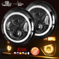 Co Light 7 Inch Led Headlight H4 Drl Round 7'' Headlights With Yellow & White Angel Eye For Jeep Wrangler Lada Niva