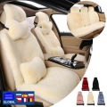 Seat Covers For Cars Full Set Luxury 5seater Plush Rabbit Car Seat Cover Faux Fur Car Seat Cover Winter Warm Fluffy Auto Cushion