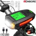 5 In 1 Waterproof Bike Light USB Charge Bicycle Light With Bicycle Computer LCD Speedometer Odometer 5 Modes Horn Cycling Light|