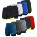 Lixada Men's 2 in 1 Running Shorts Quick Drying Breathable Active Training Exercise Jogging Cycling Shorts with Longer Liner
