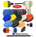 Electric Drill Brush Set, Scrub Pads & Sponge, Power Scrubber Brush Cleaning Kit With Scrub Pads & Drill Bit Extender -
