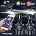H7 Car LED Headlight Bulbs Fog Lights Kit RGB Atmosphere Lamp Bluetooth APP Control Lamp For Car Accessories LED Light Tool|Truc