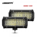 ANMINGPU 144W Spotlight LED Bar Off Road 12V 24V LED Light Bar/Work Light for Truck SUV 4WD 4x4 Boat ATV Car Barra LED Headlight