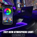 New 2021 Tesla Model 3 Y Interior Car Neon Lights Center Console Dashboard Light Ambient Lighting App Control Led Strip Lights -