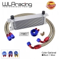 An10 Universal 13 Rows Oil Cooler Kit + Oil Filter Sandwich Adapter + Staingless Steel Braided An10 Fuel Hose Connector - Oil Co