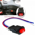 1pc Motorcycle Switch Motorcycle Hazard Light Switch Button Double Flash Warning Flasher Emergency Lamp Signal with 3 Wires Lock