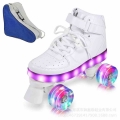 2021 New Style Led Rechargeable White Luminous Double Row 4 Wheel Roller Skates Patines Outdoor Men Women Shoes|Skate Shoes| -