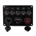 5 Gang Marine Boat Switch Panel Led Waterproof Circuit With Voltmeter Dual Usb Charger Panel Switch Boat Yacht 12v 24v|Marine Ha