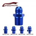 SPEEDWOW Blue Aluminum Alloy Thread Straight Adapter Pipe Fuel Oil Fitting Hose Adapter Male AN8 To 1/8" 1/2'' 3/8&
