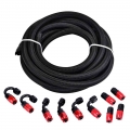 Ptfe An8 Black Nylon Braided Oil Fuel Hose Line 5m With An8 0+45+90+180degree Ptfe Fuel Hose End Adapters Swivel Fittings Kit -