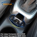 Xburstcar Car Styling Interior Center Console Handbrake Button Cover Trim Stickers for Jeep Compass 2017 2020 Renegade 2015 2020