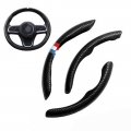3pcs Abs Universal Car Steering Wheel Cover Non Slip Anti Dust Booster Cover Trim Frame Carbon Fiber Texture Interior Accessory|