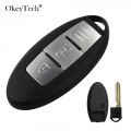 Okeytech 3 Buttons Smart Remote Car Key Shell Case For Nissan Rogue Teana Sentra Versa Key Cover Keyless Small Emergency Blade -