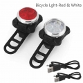 1 Pair USB Rechargeable Bike Light Set Super Bright Front Headlight and Free Rear LED Bicycle Light Safety Warning #2A28#T