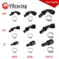Universal AN6 AN8 AN10 Push on Hose End Fittings Fuel Oil Cooler Hose Fitting Straight 45 90 180 Degree Reusable Connect Adapter