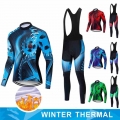 2022 Black TELEYI TEAM winter thermal fleece Cycling JERSEY Bike Pants set Men's Ropa Ciclismo 5D cycling Maillot Culotte we