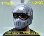 Japanese Style TT&CO Motorcycle Retro Helmet With Lens Vintage Full Face Fiberglass Shell Cafe Racer TTCO|Helmets| - Offi