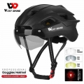 West Biking Bicycle Helmet with Taillight Goggles Sun Visor Lens Safety EPS MTB Road Race Cycling Helmet Bike Helmet Accessories