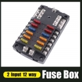 Updated 12 Way Fuse Box Holder Plastic Cover Twin Input Blade Block With Led Warning Indicator Light Thumb Screw For Car Boat -