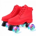 Red PU Leather 4 Wheel Quad Rollerblading Woman Children Summer 6 Color Skates Roller Sneakers Patines Europe Size 36 46|Skate S