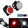 Bicycle Cycling Bike Head Front Rear Tail 3 Led Light Usb Rechargeable 4 Mode Small Size Aluminum Alloy Material Fashionable|Bic