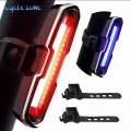 Bike Tail Light Ultra Bright USB Rechargeable LED Bicycle Rear Light 5 Light Mode Headlights with Red & Blue for Cycling Sa