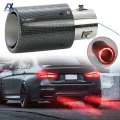 Universal Car Modified 35-63mm Exhaust Muffler Tip Tail Pipe Carbon Fiber Red Led Flaming Luminous Chrome Silencer Turbo Sport -