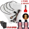 Car Seat Heater Universal 12V Carbon Fiber Car Seat Heat Pads Kit 2/5/6 Level Round Switch Cushion Set Winter Warmer Seat Covers