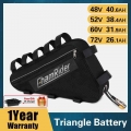 ChamRider 72V Battery 48V52V 40AH Ebike Pack Battery 60v 20AH 50AH Triangle Battery Huge Capacity 2000W SuperPowerful 18650 Cell