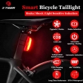 X Tiger Bicycle Rear Light Smart Auto Start/Stop Brake Sensing Bike Light IPx6 Waterproof USB Charge LED Light Cycling Taillight