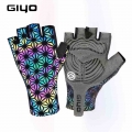 Giyo Light Reflective Dazzle MTB Cycling Half Finger Gloves Luminous Bicycle Short Gloves Outdoor Sport Mittens Road Bike Gloves