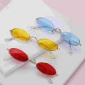 2021 Retro Small Oval Sunglasses Women Vintage Shades Black Red Metal Color Sun Glasses For Female Designer - Glasses - Officema