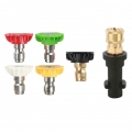 6pcs 1/4" Quick Connector Car Washing Nozzles Metal Jet Lance Nozzle High Pressure Washer Spray Nozzle + Gun Adapter for Ka