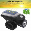 Ne LED USB Rechargeable Bike Light Headlight Solar Energy Bicycle Front Light Waterproof with 360 Degree Rotating Mount YS BUY|