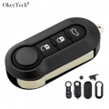 Okeytech 3 Buttons Remote Car key Shell Case For Fiat 500 Panda Punto Bravo Auto Uncut Blade Normal White Button|Car Key| - O