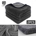 2Pcs 40*60cm Car Detailing Car Wash Towel Microfiber Twist Car Cleaning Drying Cloth Double Sided High Density Polishing Towel|S