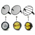 7 Inch Motorcycle Universal Vintage Headlight Protector Retro Grill Light Lamp Cover Motorcycle Modified Metal Mesh Lampshade|He