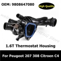 9808647080 Car Accessories Water Outlet Assembly Thermostat Housing 1.6T For Peugeot 207 308 Citroen C4 L C4(B7) DS3|Thermostats