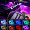 Led Car Foot Light Ambient Lamp With Usb Wireless Remote Music Control Multiple Modes Automotive Interior Decorative Lights - De