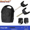 OkeyTech 3 Buttons Replacement Key Shell Case For Ford Mondeo Focus 2 3 Festiva Fiesta Transit Remote Fob With FO21/HU101 Blade|