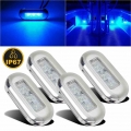 4pcs Dc 12v Waterproof Rv Marine Boat Transom 3led Stern Light Round Stainless Steel Blue Led Tail Lamp Yacht Accessories|Marine