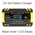Full Automatic Car Battery Charger 12v 8a 24v 4a Pulse Repair Lcd Display Smart Fast Charge Agm Deep Cycle Gel Lead-acid Charger