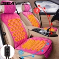 12V 50W Heated Car Seat Cover Winter Pink/Black Seat Cushion Heater Universal Auto Seat Pad Mat Warmer High/Low Adjustment|Autom