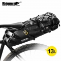 Rhinowalk 5 13L Bike Waterproof Bicycle Saddle Bag Reflective Large Capacity Foldable Tail Bag Cycling MTB Trunk Pannier Black|B